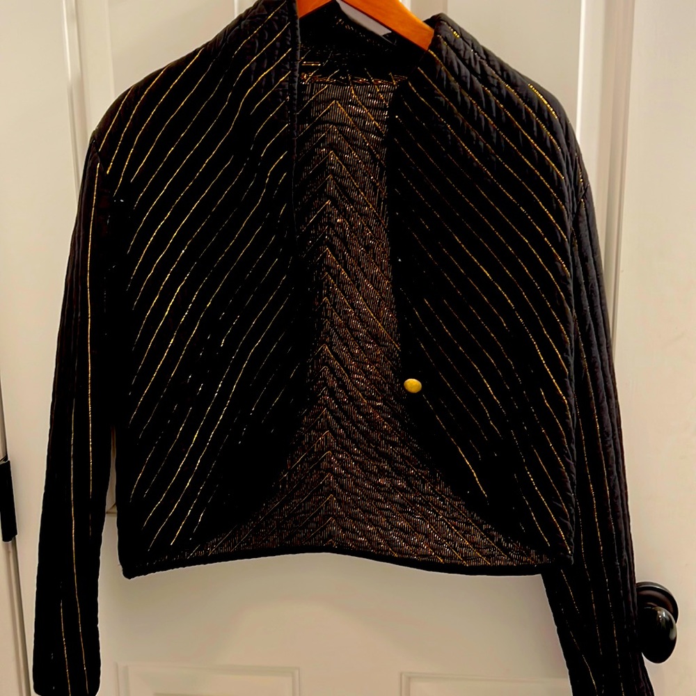 Reversible crop jacket gold/black